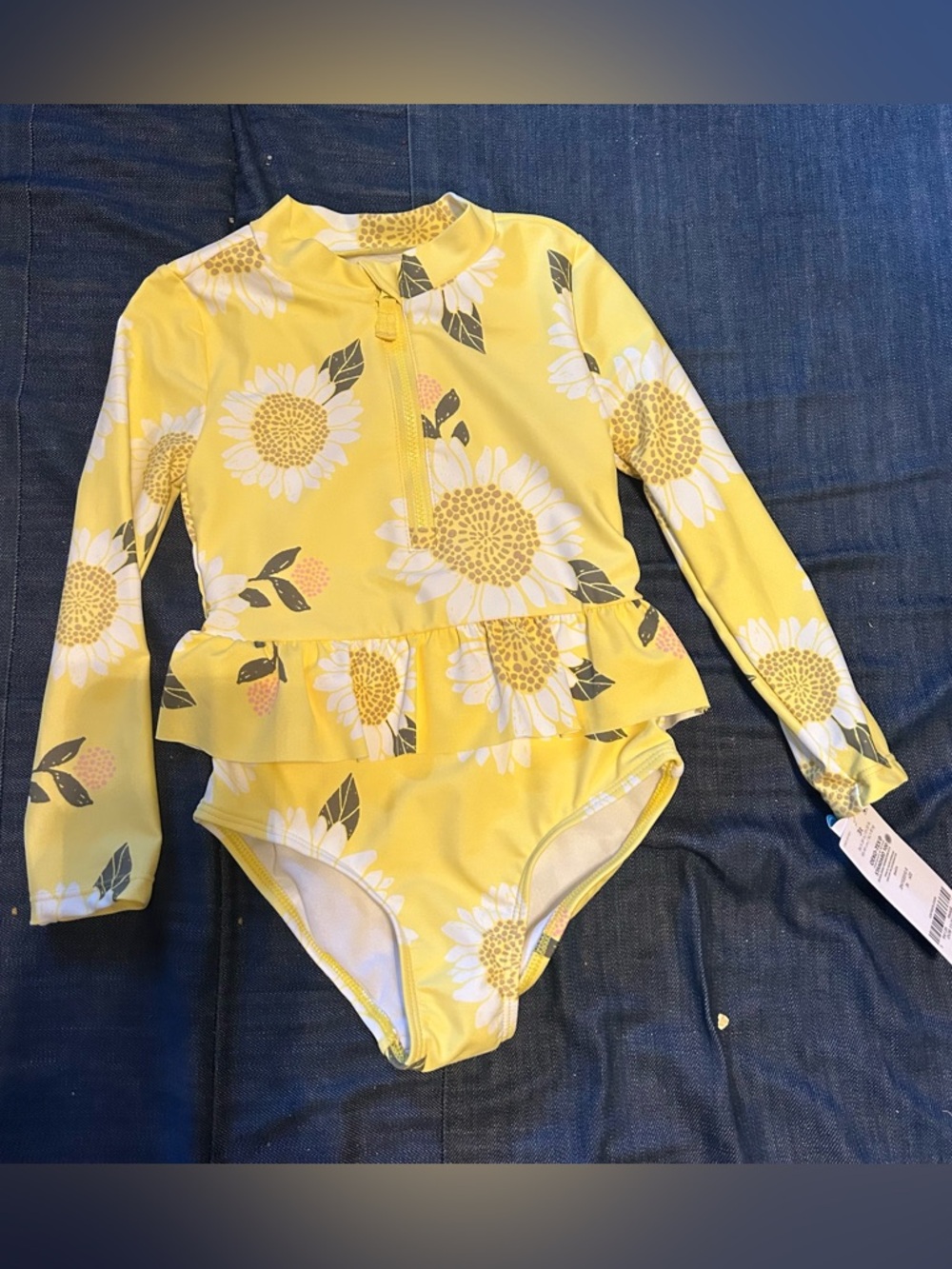 Carter's 3t Yellow Sunflower Long-Sleeve One-Piece Swimsuit